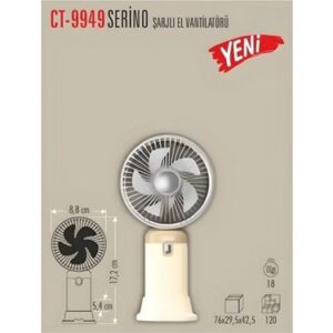 Cata CT-9949 Serino Şarjlı El Vantilatörü - Mini Taşınabilir Masaüstü Fan